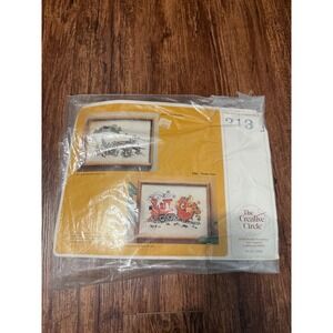 The Creative Circle ACOC 0306"Old Wagon" Cross Stitch Kit 1978 Vintage 12" x 16"